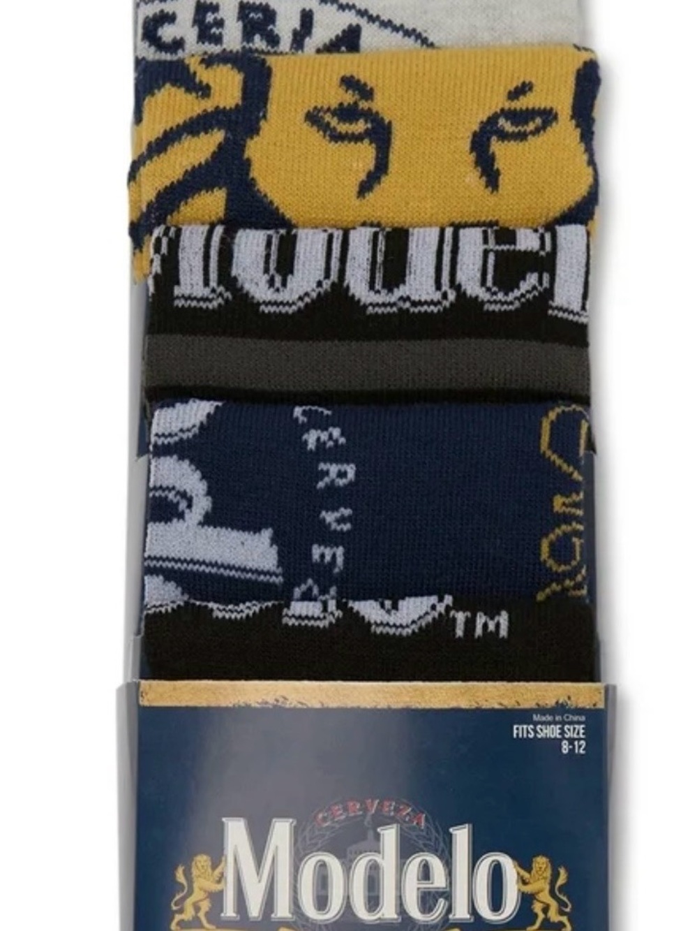 Modelo Men’s Navy, Yellow & Black Logo Crew Socks - 6-Pack